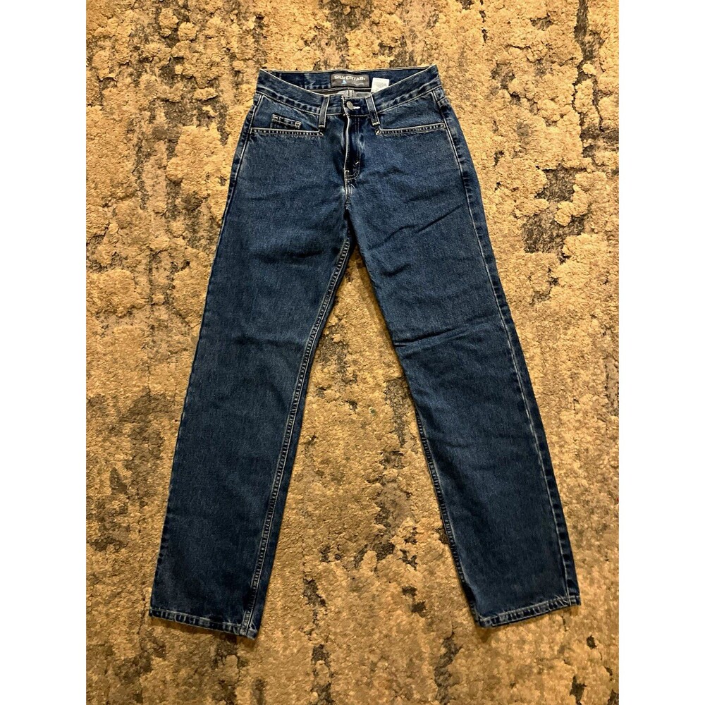 Levi's Teens Blue Dark Wash Denim Jeans Straight Leg Loose Fit Mid Rise